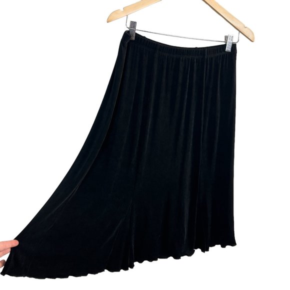 Chico's Dresses & Skirts - Chicos Travelers Midi Skirt L Black Slinky A-Line Flare Elastic Waist Womens 2